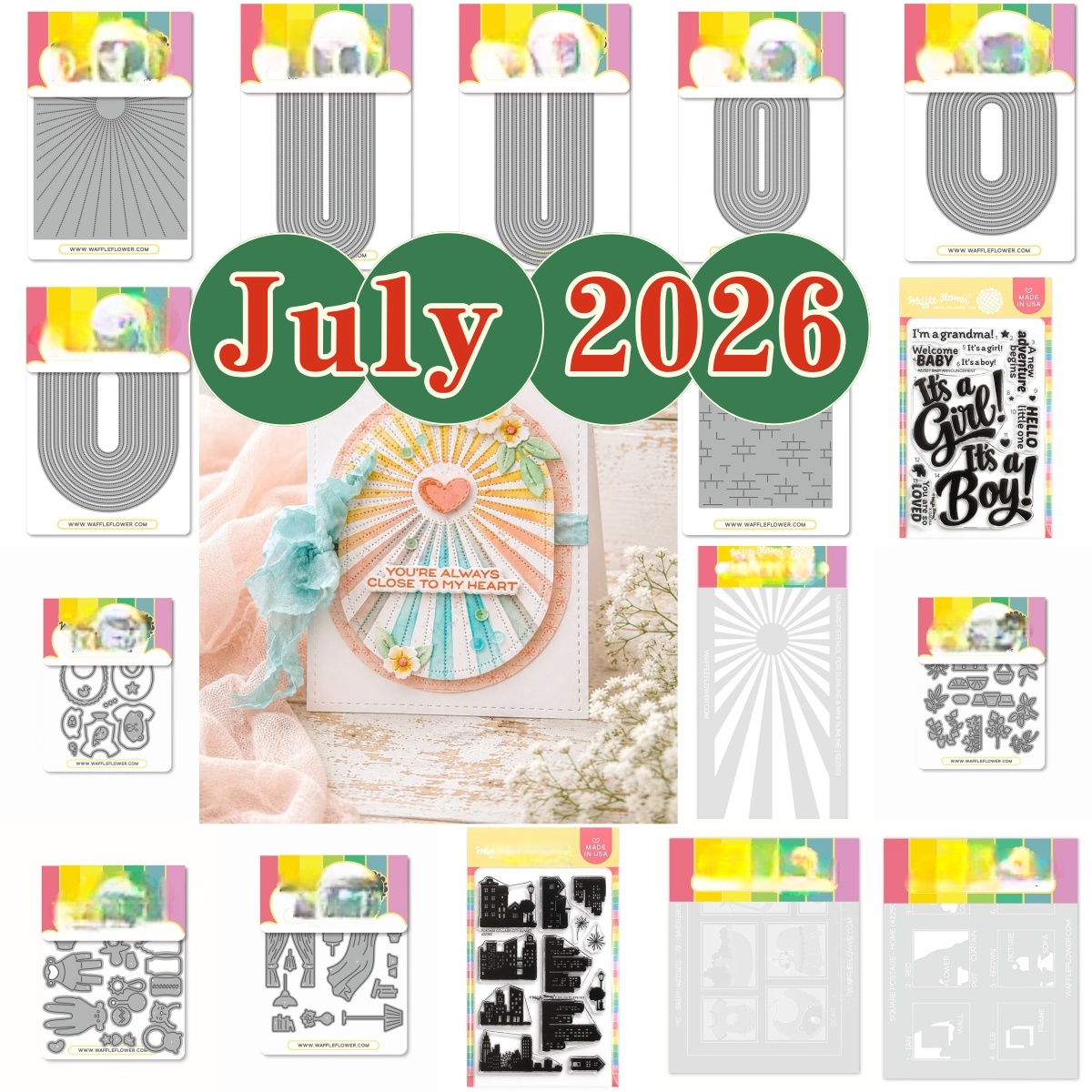 Baby Food Fruits - Juillet 2026 Windows Postage Collage Elongated
