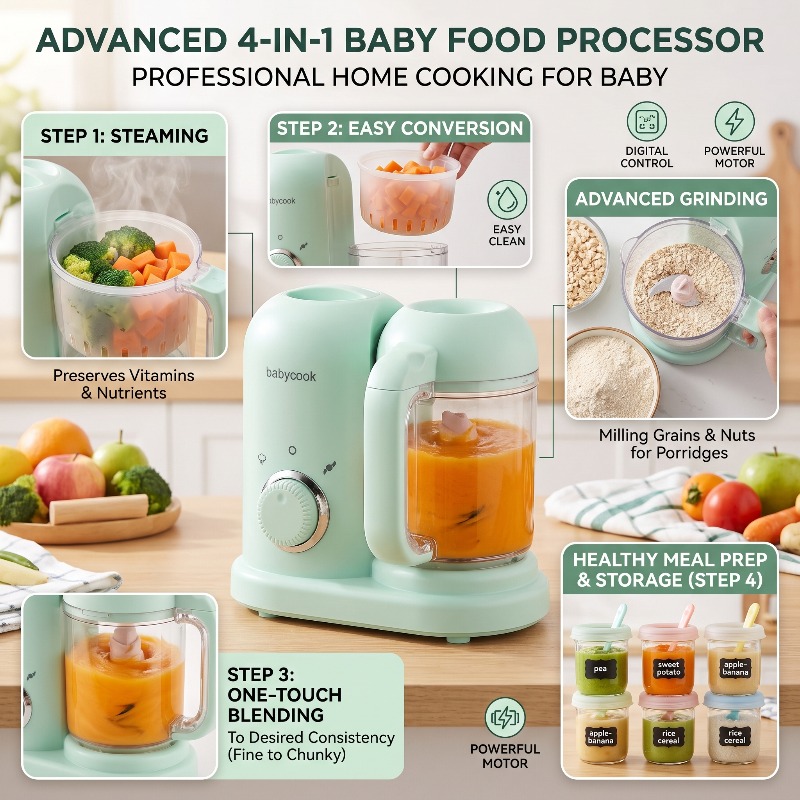 Baby Food Grinder Machine - Robot culinaire multifonction haute précision 4-en-1
